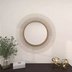 Miroir mural soleil en métal doré 36 po : Cadre en fer, aucun assemblage requis, décor moderne