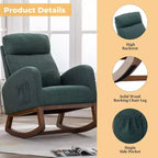 Fauteuil à bascule d'appoint rembourré avec pieds en bois et poche latérale, chaise longue confortable pour salon, chambre à coucher
