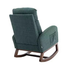 Fauteuil à bascule d'appoint rembourré avec pieds en bois et poche latérale, chaise longue confortable pour salon, chambre à coucher