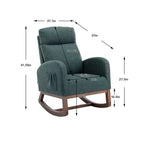 Fauteuil à bascule d'appoint rembourré avec pieds en bois et poche latérale, chaise longue confortable pour salon, chambre à coucher