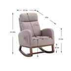 Fauteuil à bascule d'appoint rembourré avec pieds en bois et poche latérale, chaise longue confortable pour salon, chambre à coucher