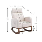 Fauteuil à bascule d'appoint rembourré avec pieds en bois et poche latérale, chaise longue confortable pour salon, chambre à coucher