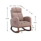 Fauteuil à bascule d'appoint rembourré avec pieds en bois et poche latérale, chaise longue confortable pour salon, chambre à coucher