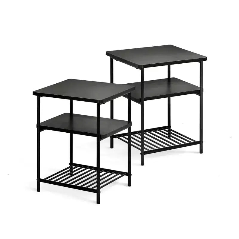 Square KODI Multipurpose End and Side Table Set with Extra Shelves, Mellow