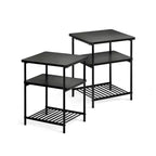 Square KODI Multipurpose End and Side Table Set with Extra Shelves, Mellow