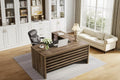 MAYEERTY 62.2 Office Desk Set: Mobile Cabinet, 450lb Capacity, Black & Grey Stripe Design