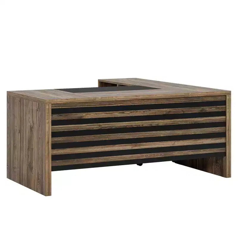 62.2 Bureau avec caisson mobile, capacité de 204 kg, motif rayé noir et gris