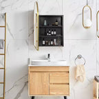 Armoire de toilette de salle de bain arquée dorée de 36 x 24 pouces avec miroir