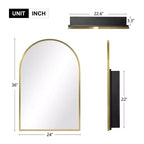 Armoire de toilette de salle de bain arquée dorée de 36 x 24 pouces avec miroir