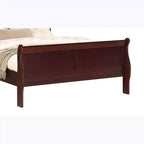 Lit traîneau 62 Queen en bois massif avec tête et pied de lit, design bas et sûr pour chambre d'enfant, cerisier