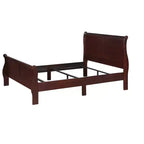 Lit traîneau 62 Queen en bois massif avec tête et pied de lit, design bas et sûr pour chambre d'enfant, cerisier