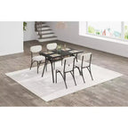 Dining Table Set for 4, Kitchen Breakfast Nook Set, Metal Frame & Marble Tabletop, Space-Saving Dining Furniture for Apartment