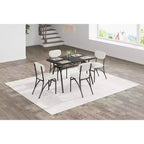 Table à manger pour 4 personnes, coin repas de cuisine, cadre en métal et plateau en marbre, mobilier de salle à manger peu encombrant pour appartement