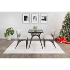 Table à manger pour 4 personnes, coin repas de cuisine, cadre en métal et plateau en marbre, mobilier de salle à manger peu encombrant pour appartement
