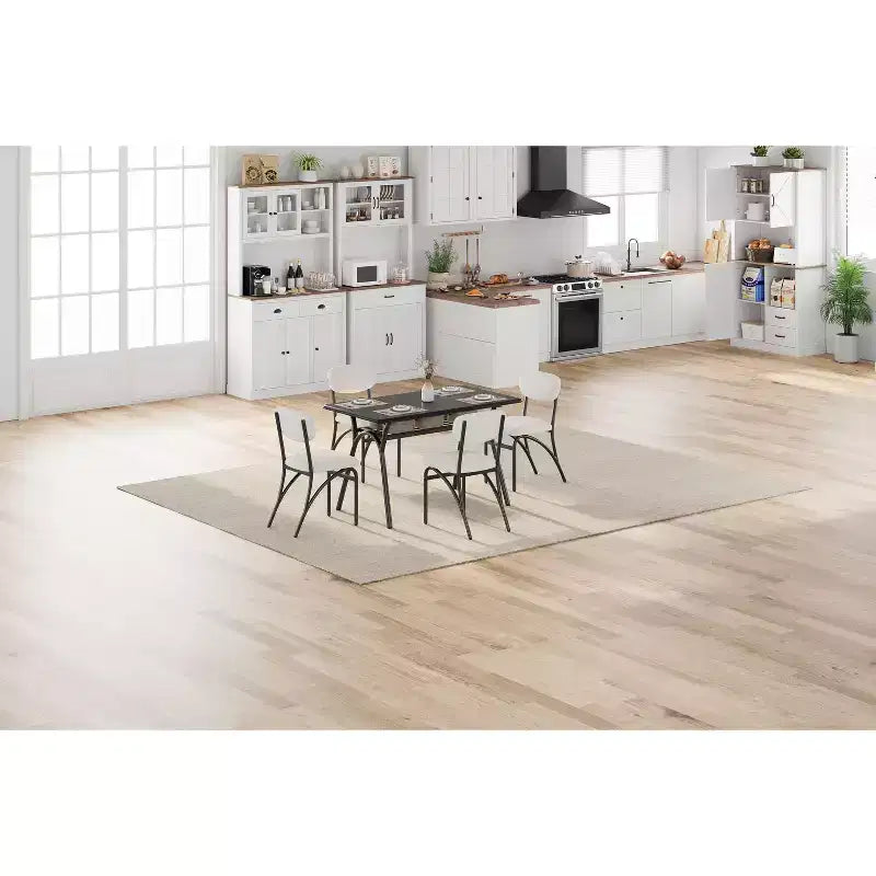 Table à manger pour 4 personnes, coin repas de cuisine, cadre en métal et plateau en marbre, mobilier de salle à manger peu encombrant pour appartement