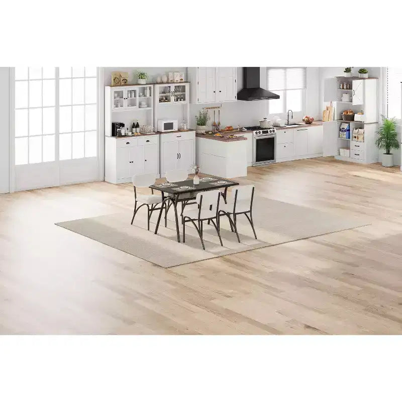 Table à manger pour 4 personnes, coin repas de cuisine, cadre en métal et plateau en marbre, mobilier de salle à manger peu encombrant pour appartement