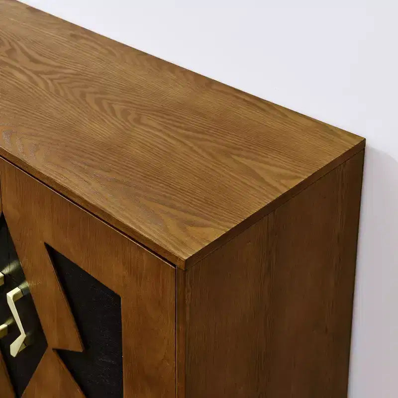 Bahut moderne avec rangement, buffet cannelé avec motif géométrique et étagères réglables pour entrée/cuisine/salle à manger
