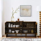 Bahut moderne avec rangement, buffet cannelé avec motif géométrique et étagères réglables pour entrée/cuisine/salle à manger
