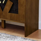Bahut moderne avec rangement, buffet cannelé avec motif géométrique et étagères réglables pour entrée/cuisine/salle à manger