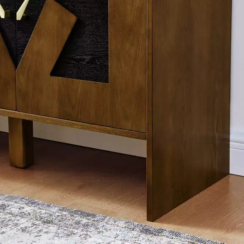 Bahut moderne avec rangement, buffet cannelé avec motif géométrique et étagères réglables pour entrée/cuisine/salle à manger