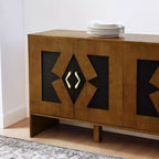 Bahut moderne avec rangement, buffet cannelé avec motif géométrique et étagères réglables pour entrée/cuisine/salle à manger