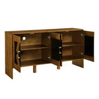 Bahut moderne avec rangement, buffet cannelé avec motif géométrique et étagères réglables pour entrée/cuisine/salle à manger