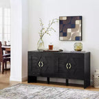 Bahut moderne avec rangement, buffet cannelé avec motif géométrique et étagères réglables pour entrée/cuisine/salle à manger
