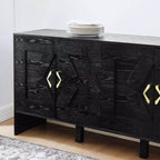 Bahut moderne avec rangement, buffet cannelé avec motif géométrique et étagères réglables pour entrée/cuisine/salle à manger