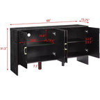Bahut moderne avec rangement, buffet cannelé avec motif géométrique et étagères réglables pour entrée/cuisine/salle à manger