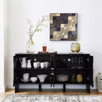 Bahut moderne avec rangement, buffet cannelé avec motif géométrique et étagères réglables pour entrée/cuisine/salle à manger