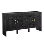 Bahut moderne avec rangement, buffet cannelé avec motif géométrique et étagères réglables pour entrée/cuisine/salle à manger