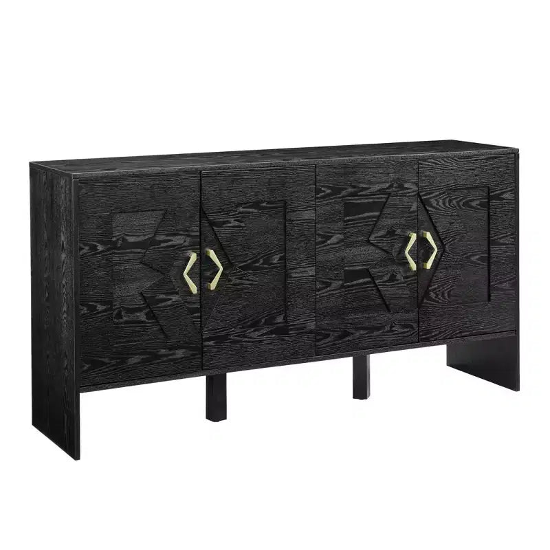 Bahut moderne avec rangement, buffet cannelé avec motif géométrique et étagères réglables pour entrée/cuisine/salle à manger