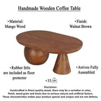 Table basse ovale faite à la main en bois de manguier 38" | Base à boules et cônes ronds