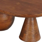 Table basse ovale faite à la main en bois de manguier 38" | Base à boules et cônes ronds