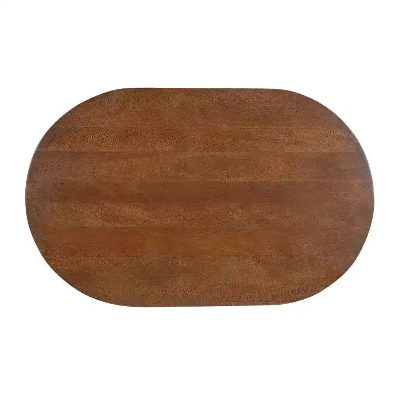 Table basse ovale faite à la main en bois de manguier 38" | Base à boules et cônes ronds