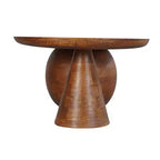 Table basse ovale faite à la main en bois de manguier 38" | Base à boules et cônes ronds