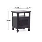 Table de chevet Lempster en bois d'acacia rustique et rotin