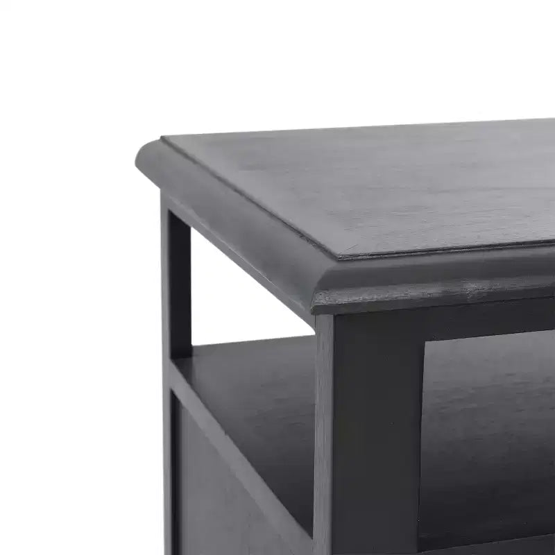 Table de chevet Lempster en bois d'acacia rustique et rotin