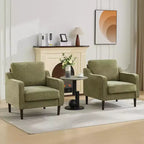 Fauteuil simple du milieu du siècle, fauteuil moderne en tissu de lin, fauteuil d'appoint confortable avec accoudoirs incurvés, fauteuil de lecture à dossier haut