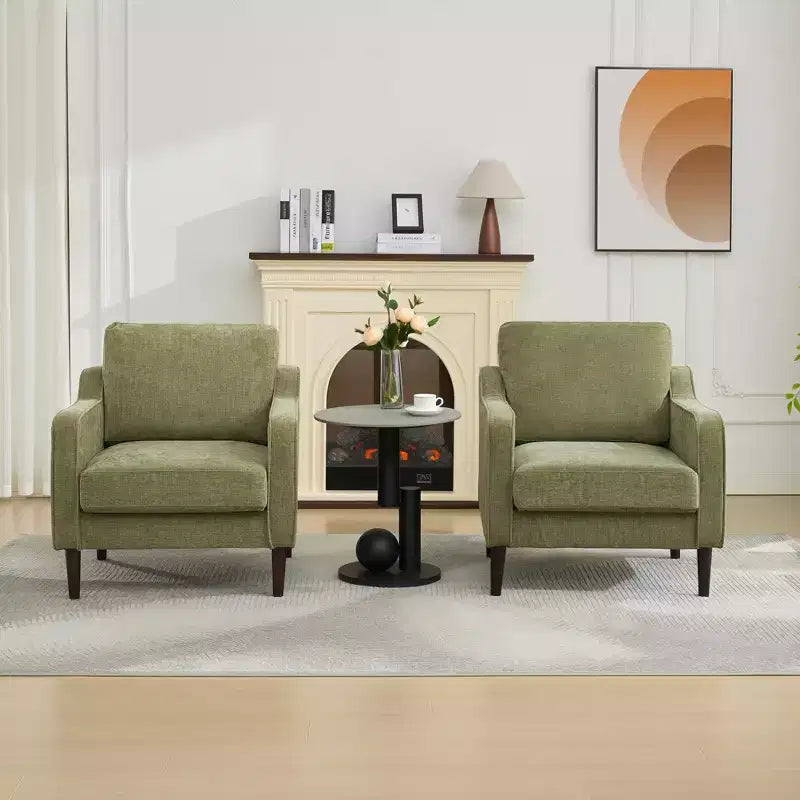 Fauteuil simple du milieu du siècle, fauteuil moderne en tissu de lin, fauteuil d'appoint confortable avec accoudoirs incurvés, fauteuil de lecture à dossier haut