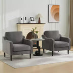 Fauteuil simple du milieu du siècle, fauteuil moderne en tissu de lin, fauteuil d'appoint confortable avec accoudoirs incurvés, fauteuil de lecture à dossier haut