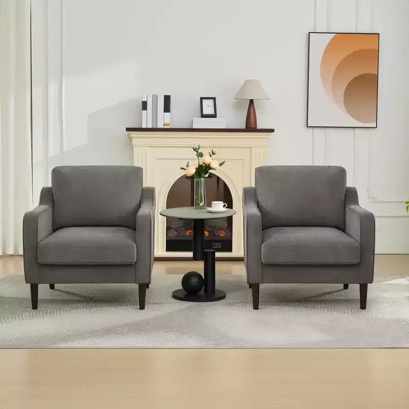 Fauteuil simple du milieu du siècle, fauteuil moderne en tissu de lin, fauteuil d'appoint confortable avec accoudoirs incurvés, fauteuil de lecture à dossier haut