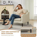 Fauteuil simple du milieu du siècle, fauteuil moderne en tissu de lin, fauteuil d'appoint confortable avec accoudoirs incurvés, fauteuil de lecture à dossier haut