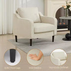 Fauteuil simple du milieu du siècle, fauteuil moderne en tissu de lin, fauteuil d'appoint confortable avec accoudoirs incurvés, fauteuil de lecture à dossier haut