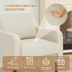 Fauteuil simple du milieu du siècle, fauteuil moderne en tissu de lin, fauteuil d'appoint confortable avec accoudoirs incurvés, fauteuil de lecture à dossier haut