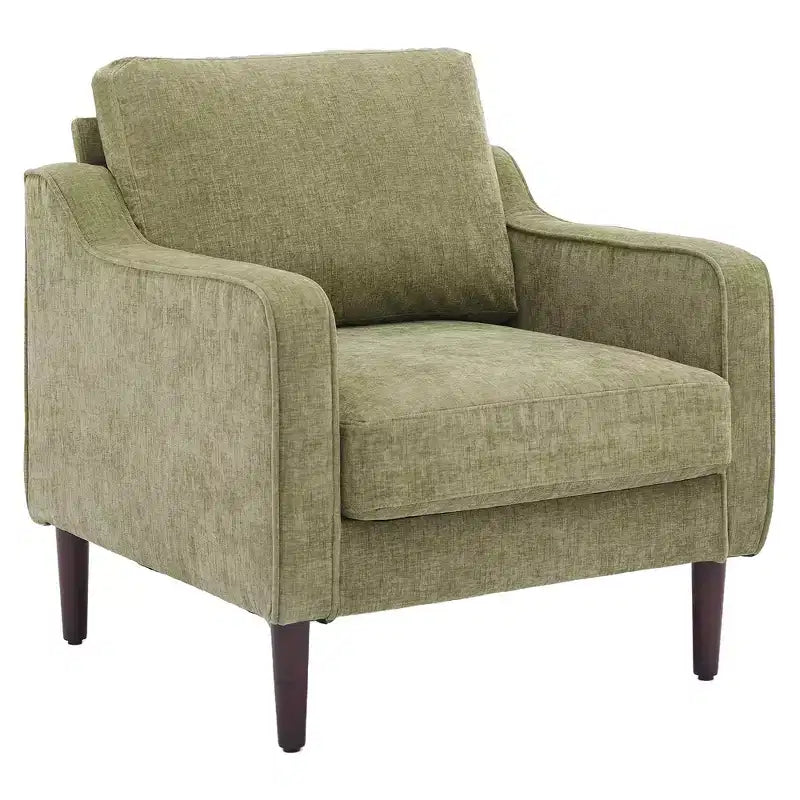 Fauteuil simple du milieu du siècle, fauteuil moderne en tissu de lin, fauteuil d'appoint confortable avec accoudoirs incurvés, fauteuil de lecture à dossier haut
