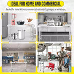 Table en acier inoxydable, plan de travail de cuisine de restaurant en acier inoxydable avec base ouverte