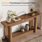 63 Table console de ferme, table de canapé étroite et longue derrière le canapé, meuble d'entrée de rangement à 2 niveaux pour le salon