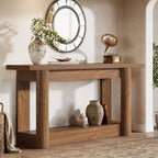 63 Table console de ferme, table de canapé étroite et longue derrière le canapé, meuble d'entrée de rangement à 2 niveaux pour le salon