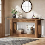 63 Table console de ferme, table de canapé étroite et longue derrière le canapé, meuble d'entrée de rangement à 2 niveaux pour le salon